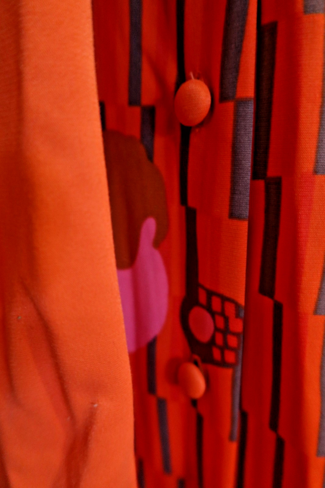 Vintage 70s E-Stewart USA Maxi Dress Orange Pink Psychedelic Pool Party M/L