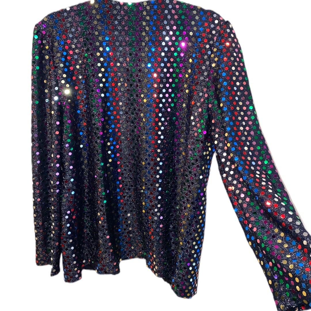 Another Thyme Vintage Rainbow Holiday Sequin Sparkle Blazer Jacket size small