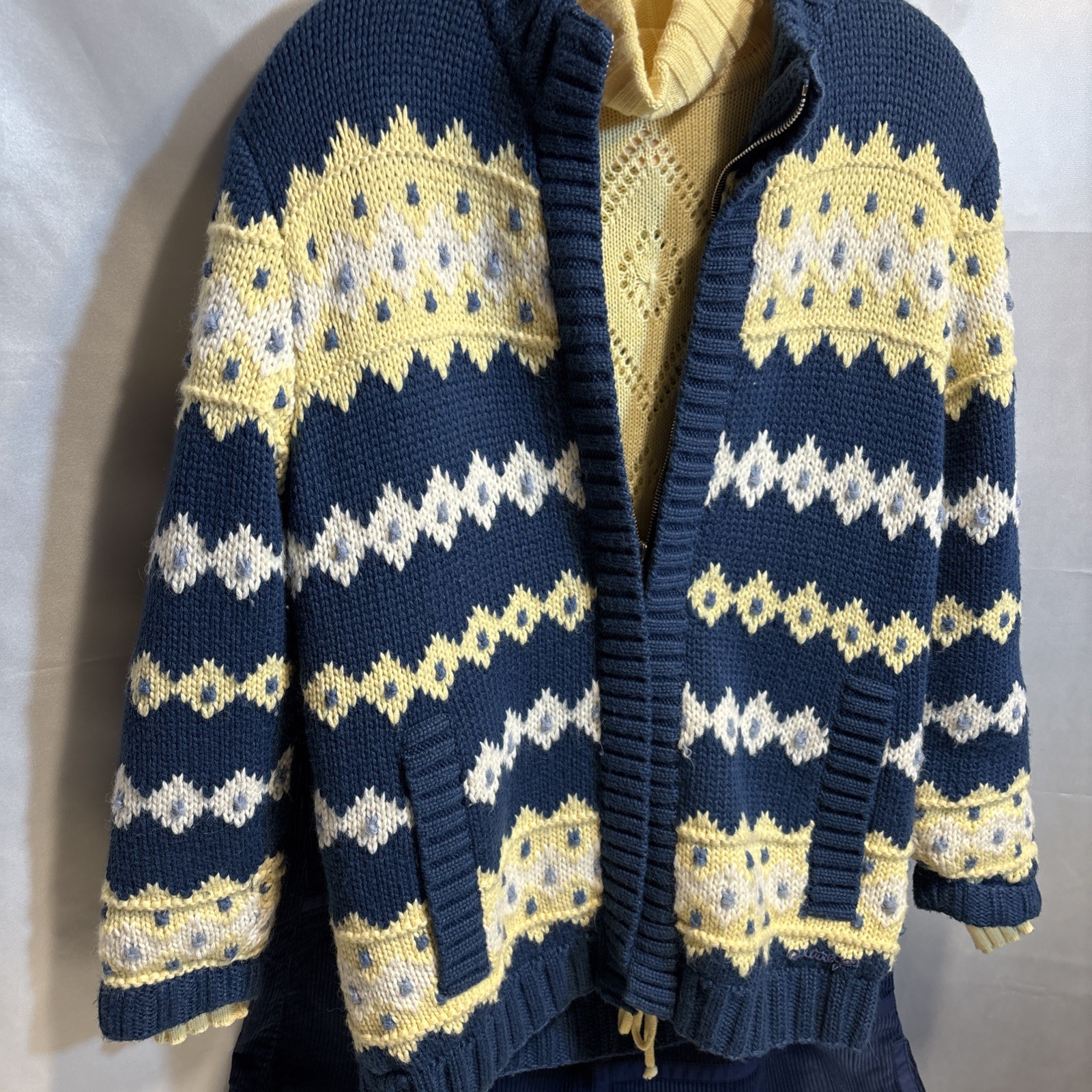 Vintage Courreges Zip Lined Cardigan/Jacket, Roll Neck Swtr, Skirt, Gloves & Hat