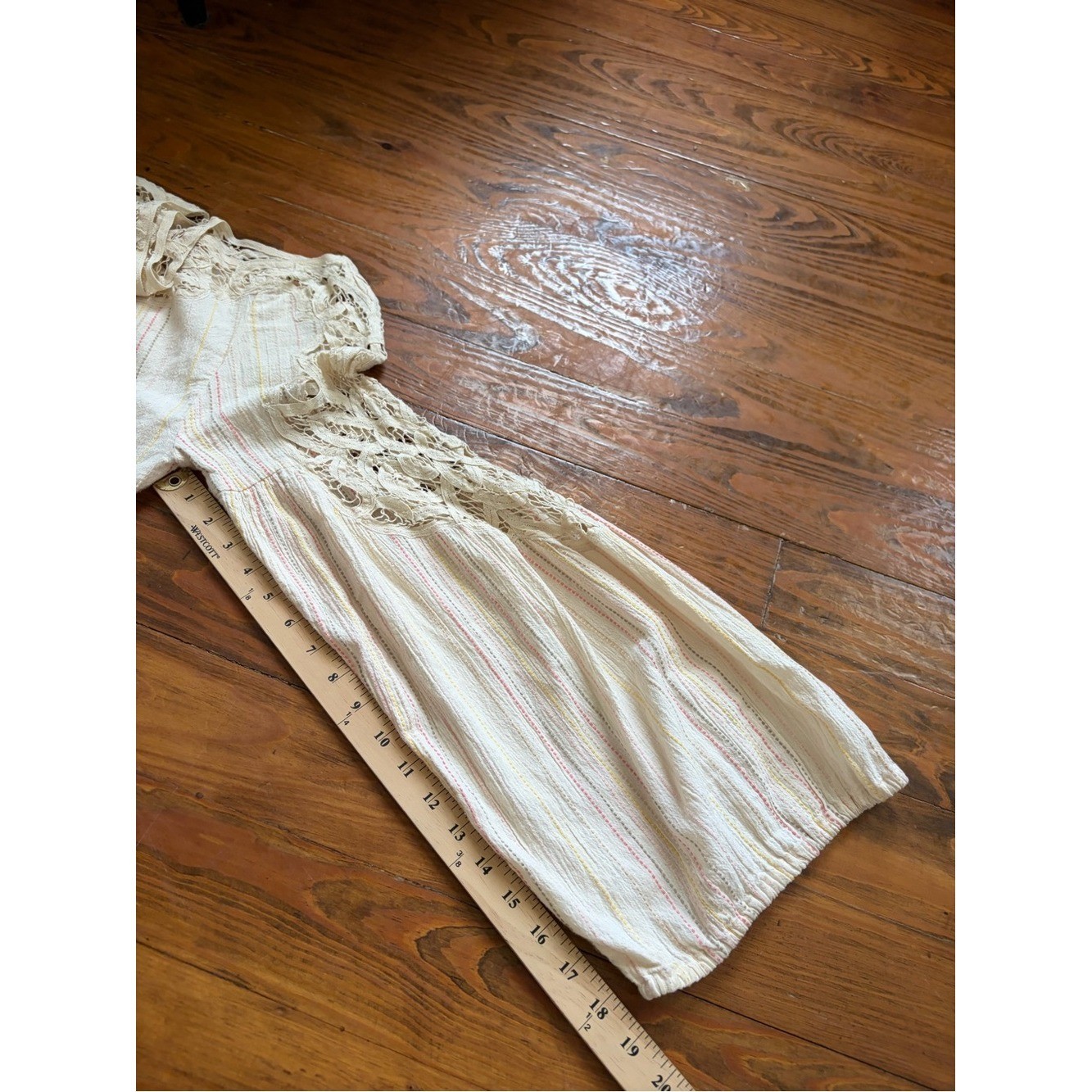 Free People Floating Memories Blouse Retro Crochet Lace Ivory size L Boho