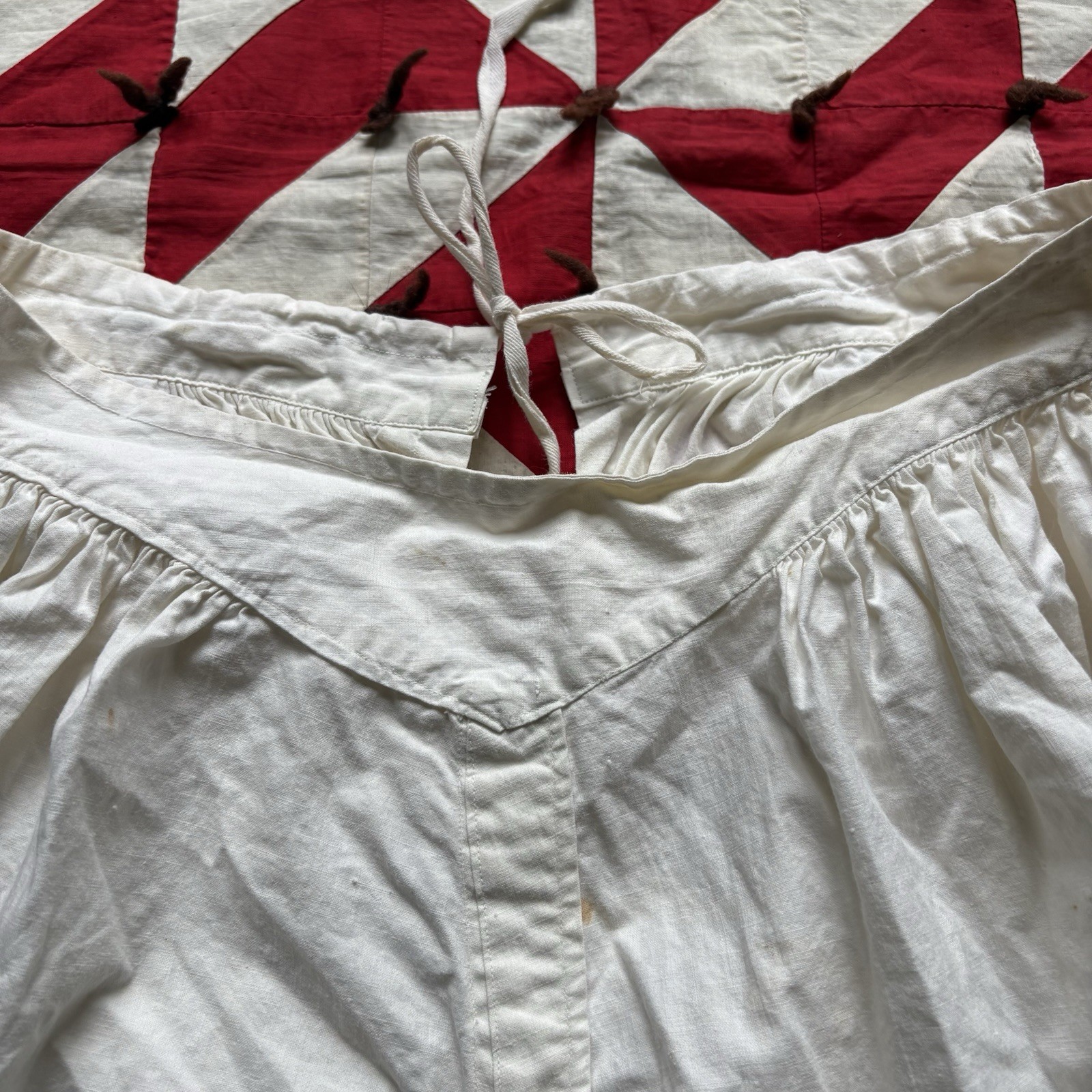 Vintage Antique White Cotton Bloomer Shorts Women’s Open Leg As Is Tiered