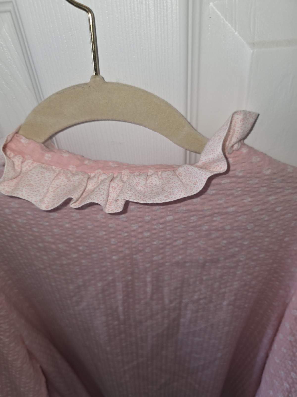 Vintage Miss Elaine Ruffle Pink Floral Nightgown (Medium)