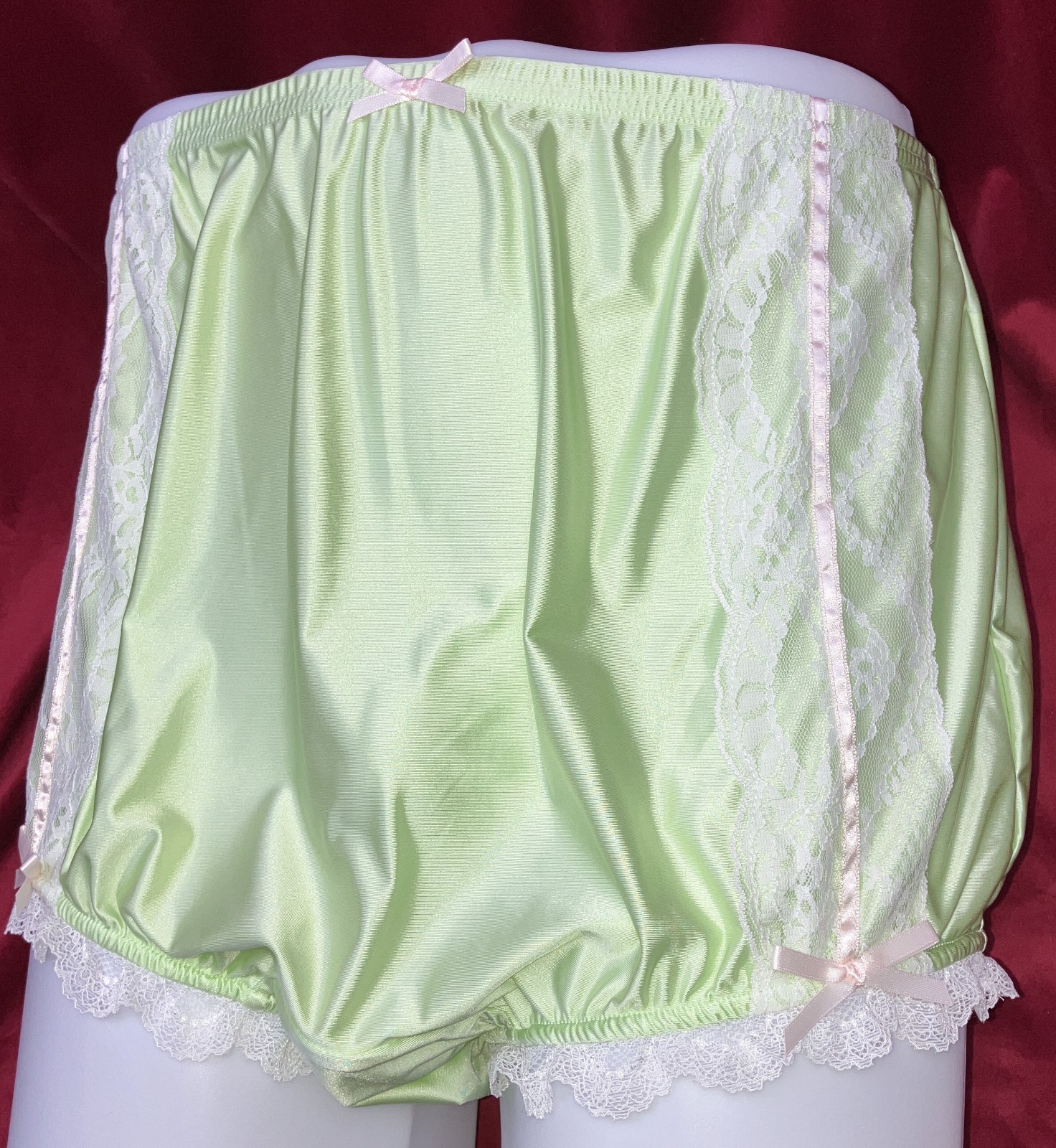 NIP 2X 3X Can Can Granny Panty Silky Nylon Satin Lace Brief Sissy Vintage styl