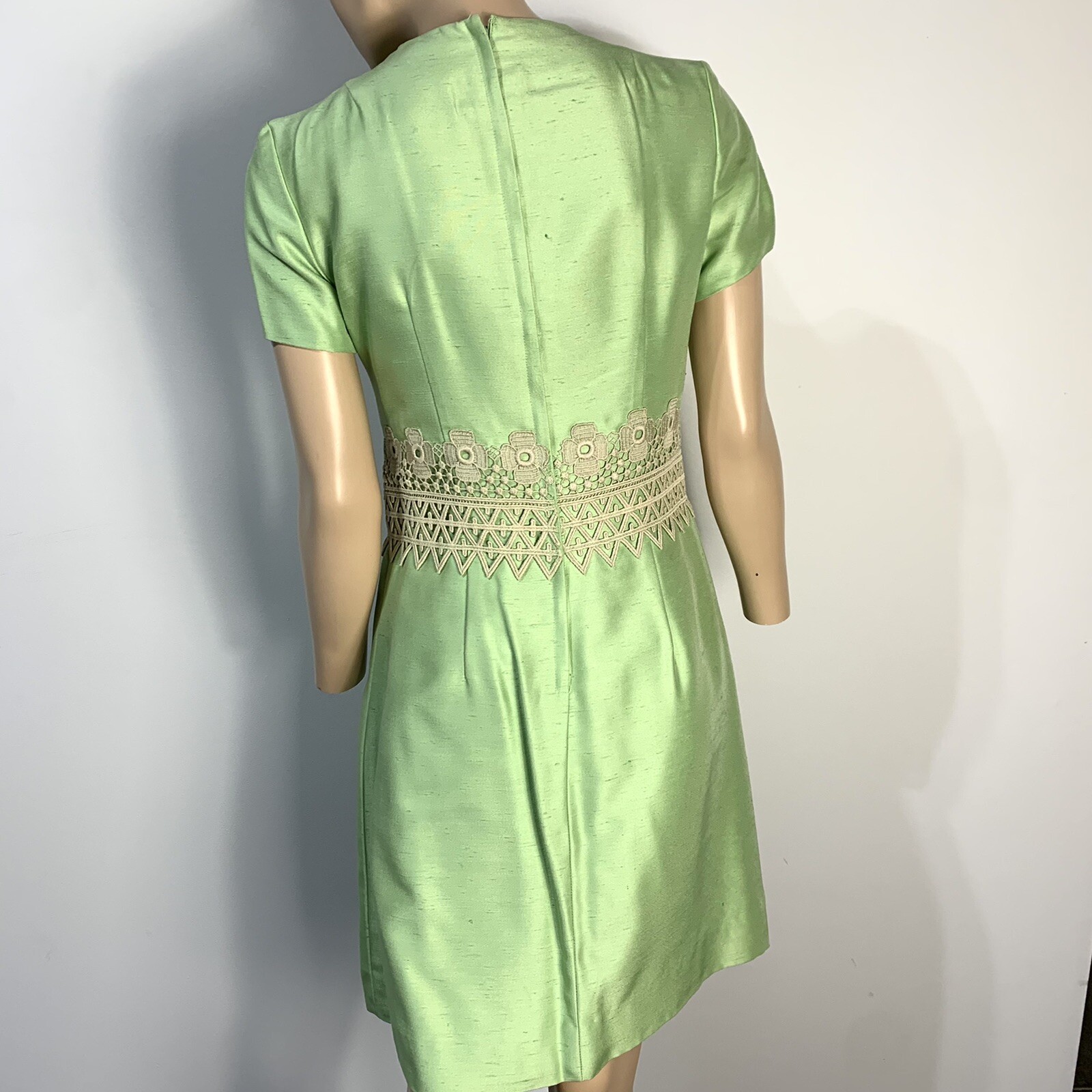 Vintage 60s Alfred Werber Suit Crochet Lace Shiny Dress Coat 12 See Description