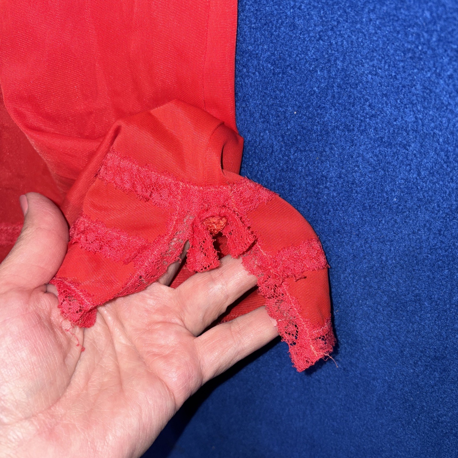 Strutwear Vintage 1950’s Red Nylon Slip Dress Lace Small 34