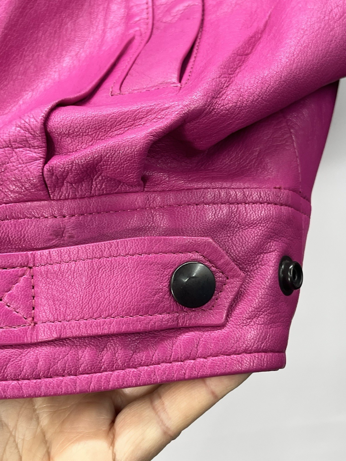 Vtg 80s La Nouvelle Renaissance Hot Pink Leather Jacket Sz M Rockabilly