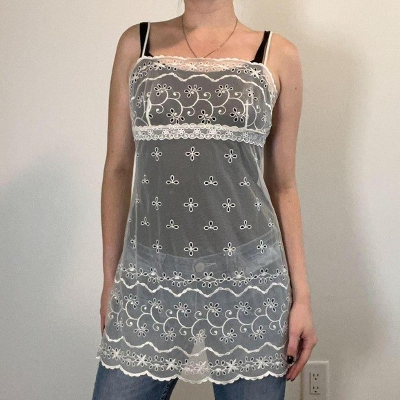 Vintage Victoria&rsquo;s Secret 2007 White Lace Sheer Slip