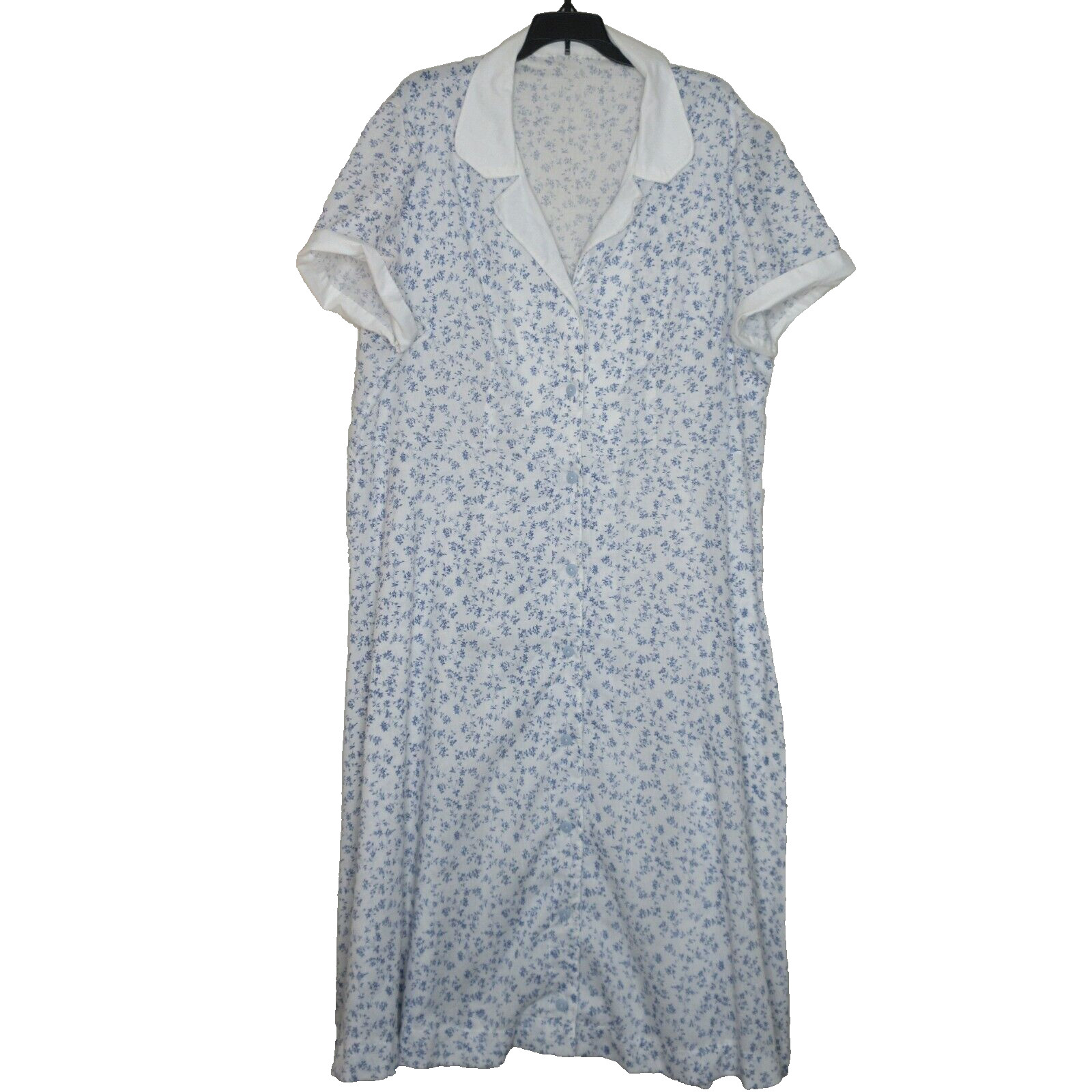 Women&rsquo;s Vintage Full Button Front Short Sleeve Floral Print House Coat 3XL B26