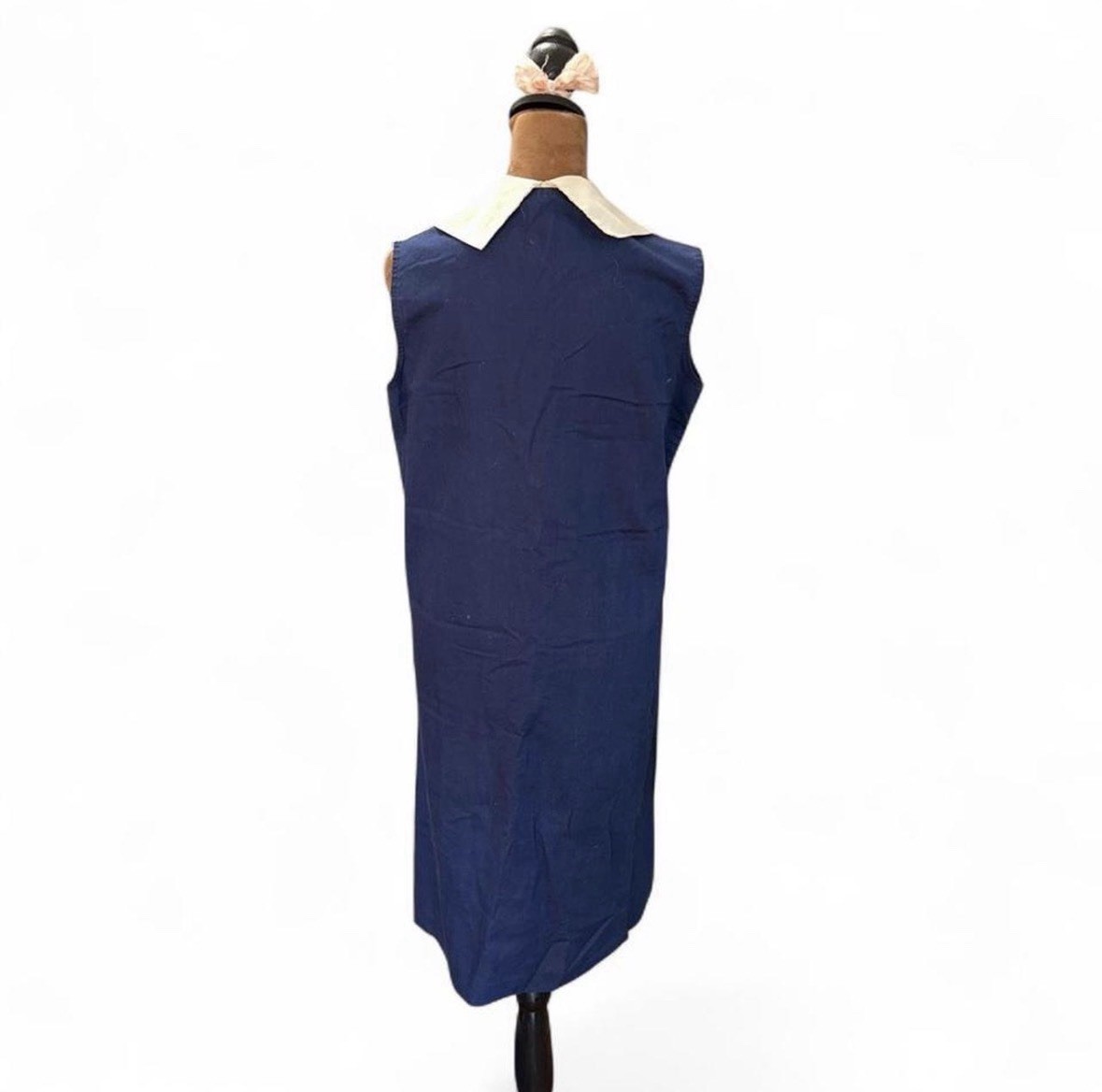 True Vintage 60s 70s Dagger Collar Zipper Dress Red White Navy Medium 14/16