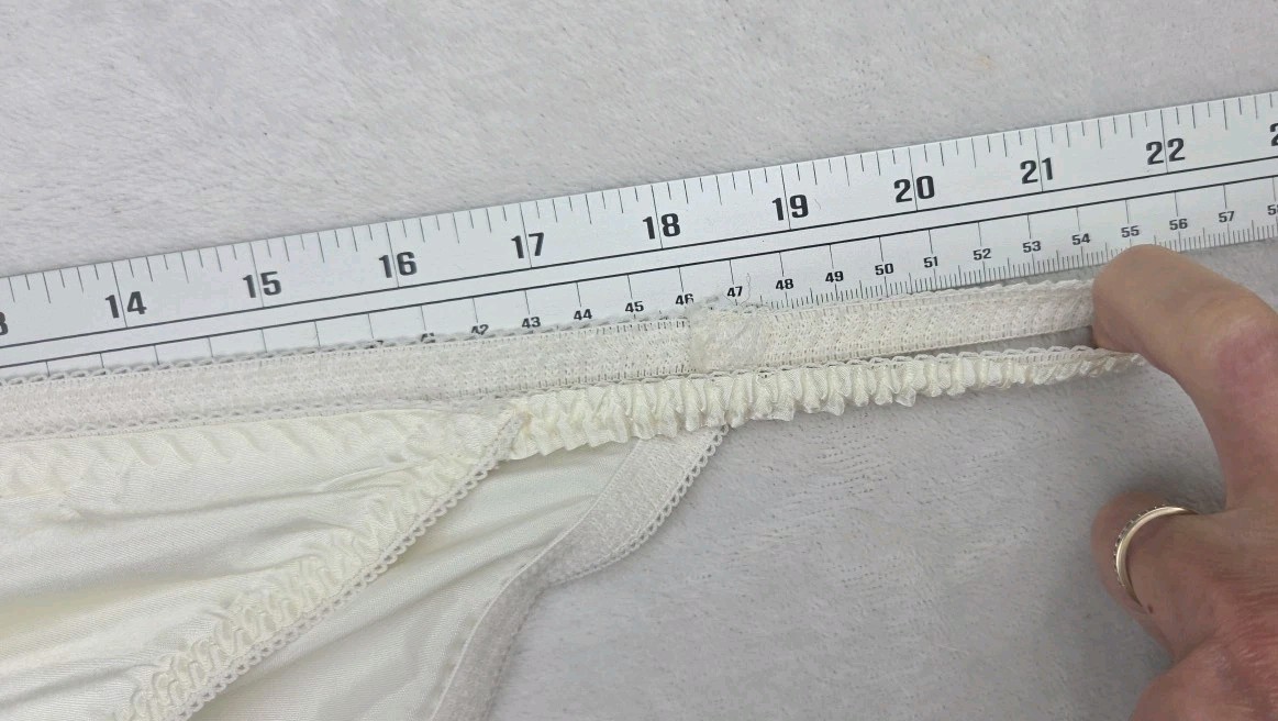 Vintage 90s Shiny Satin String Bikini Panties Ivory California Dynasty 1X Plus