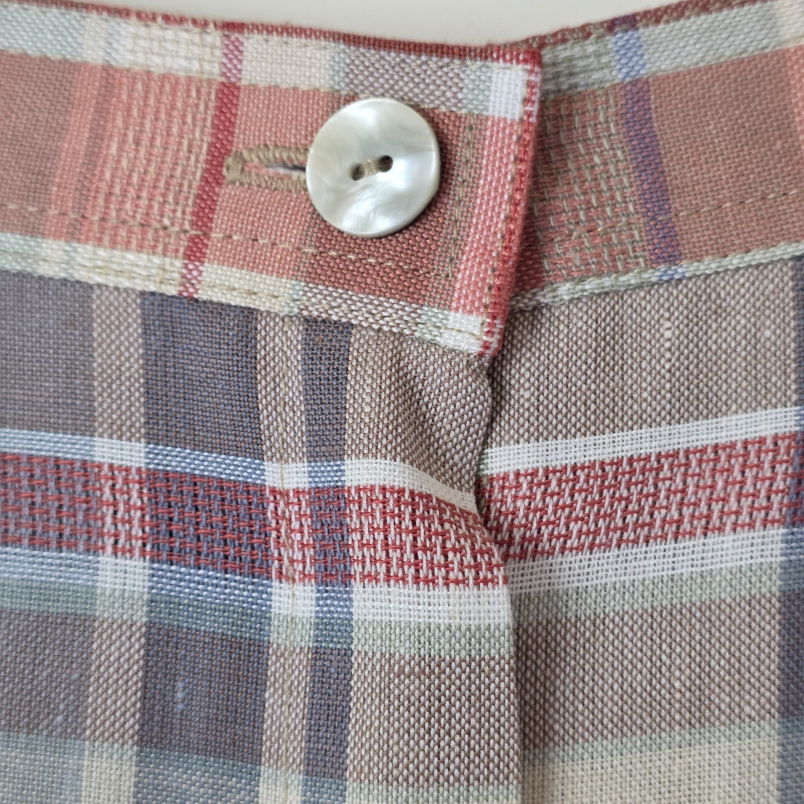 Vintage 90s Koret Plaid 2 Piece Matching Set Women Blouse Culotte Shorts Country