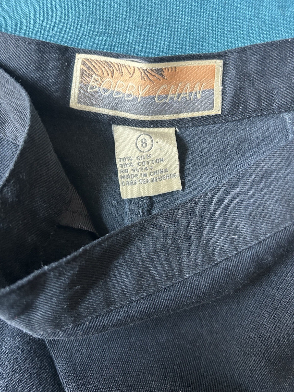90s Capri Pants Black Silk Cotton Bobby Chan High Waist Pedal Pushers Sz 8 29” W