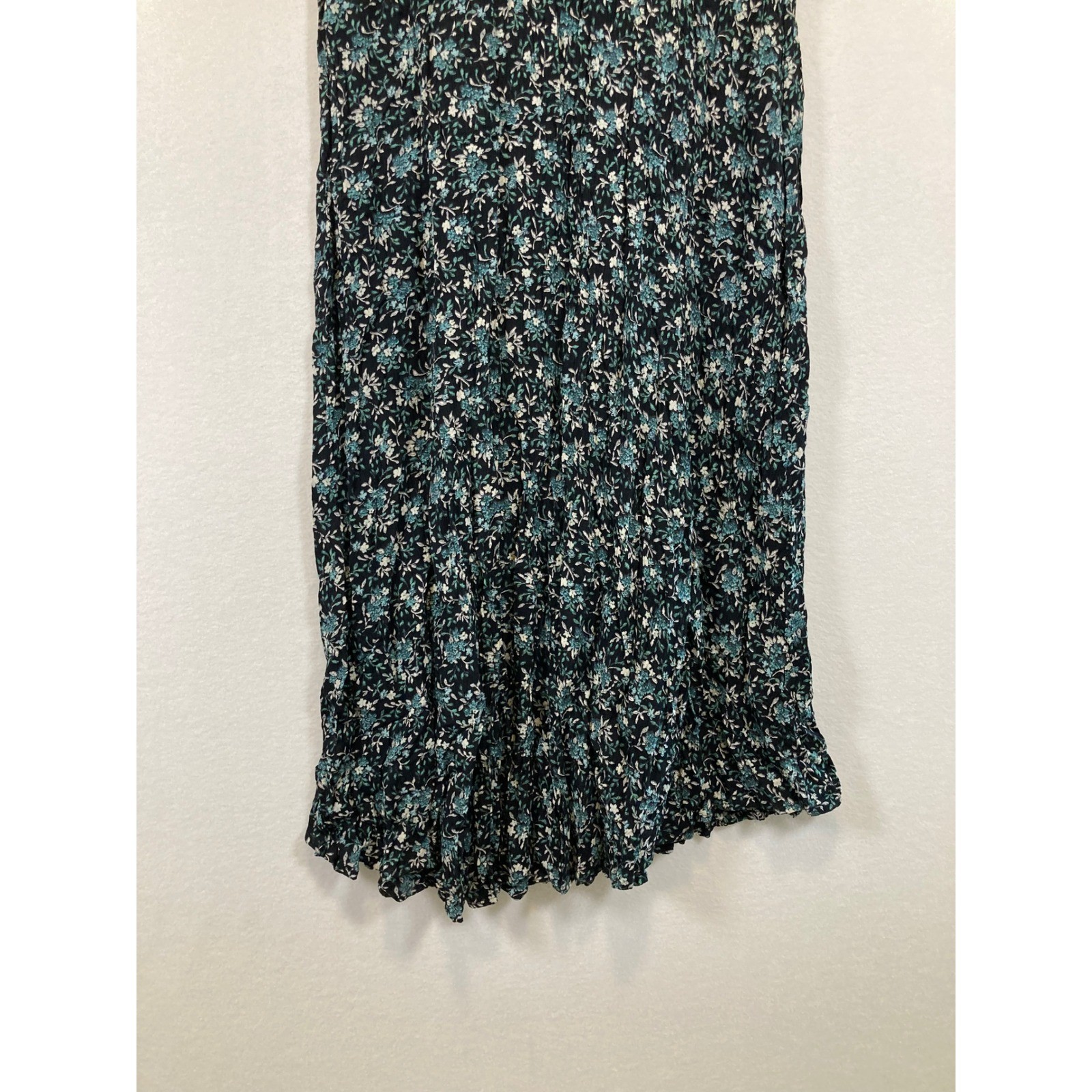 90s Cottagecore Rabbit Rabbit Rabbit Designs 12M Black Teal Floral Midi Dress