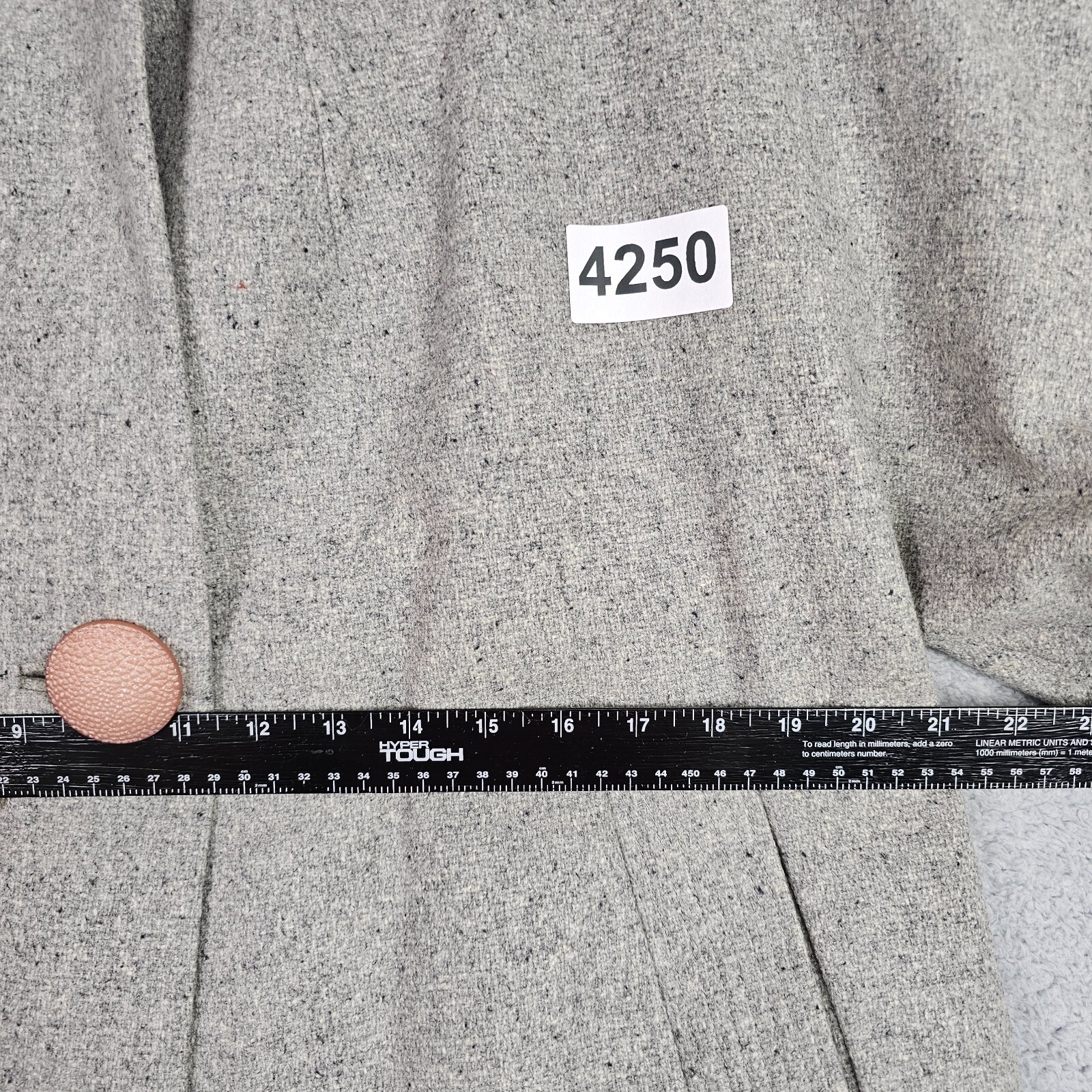 Vintage 50s Swing Coat Large Gray Wool Tweed Peter Pan Collar Button Up Pockets