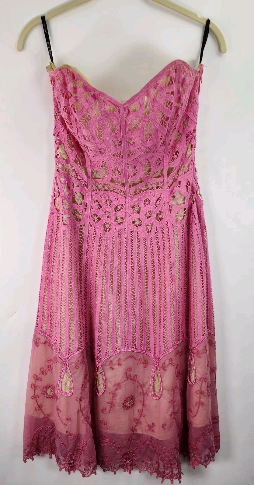 Betsey Johnson Bubblegum Pink Strapless Lace Dress Women&rsquo;s XS Y2K Garden Party