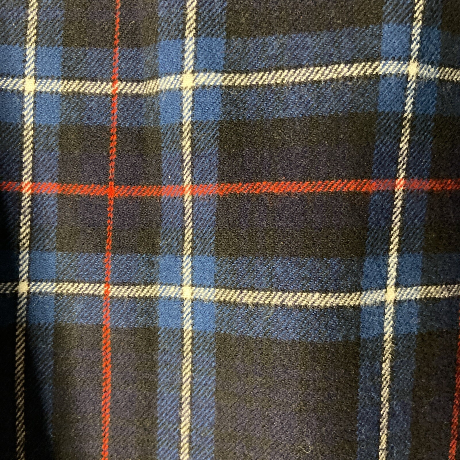 Vintage Plaid Wool Skirt by Pendleton Blue Red Black White 22 IN Waist