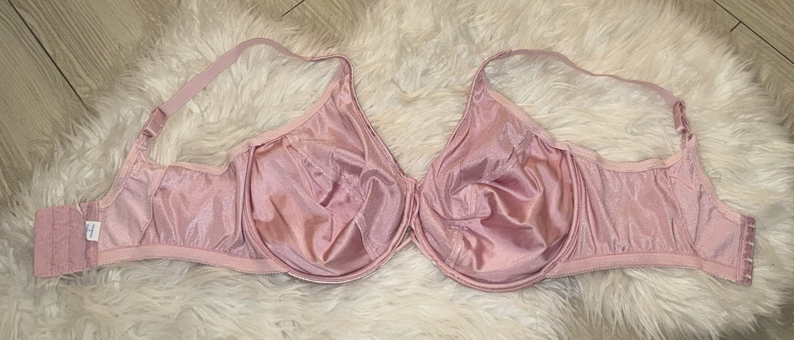 Vintage Vtg 5303 Satin Bra Printed Unpadded UW Lovers Knot Womens 38DD Pink