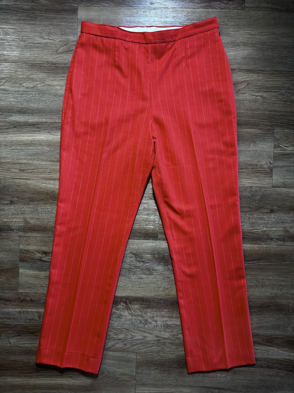 VTG Yves Saint Laurent Straight Leg Trousers Womens 10 (42 France) Red Pants