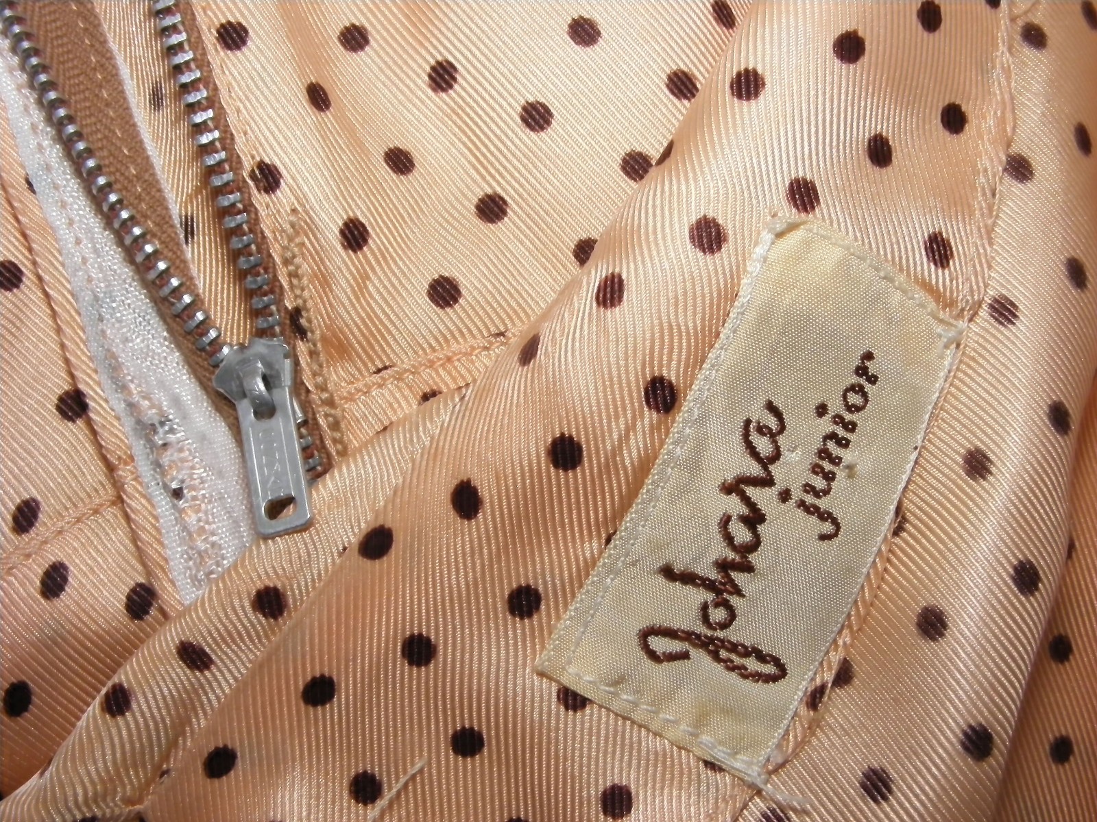 1950s Johara Swing Dress & Bolero Set, Shimmering Orange Faille, Swiss Dot VLV