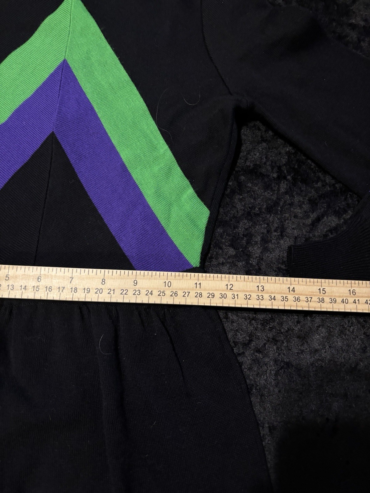 VTG 70s Roncelli Wool Blend Knit Maxi Sweater Dress 5 / XS Black Green Purple