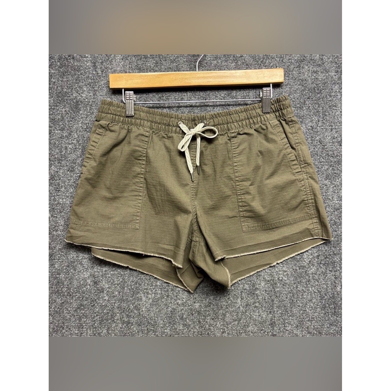 Vuori Olive Green Drawstring Jean-Style Shorts