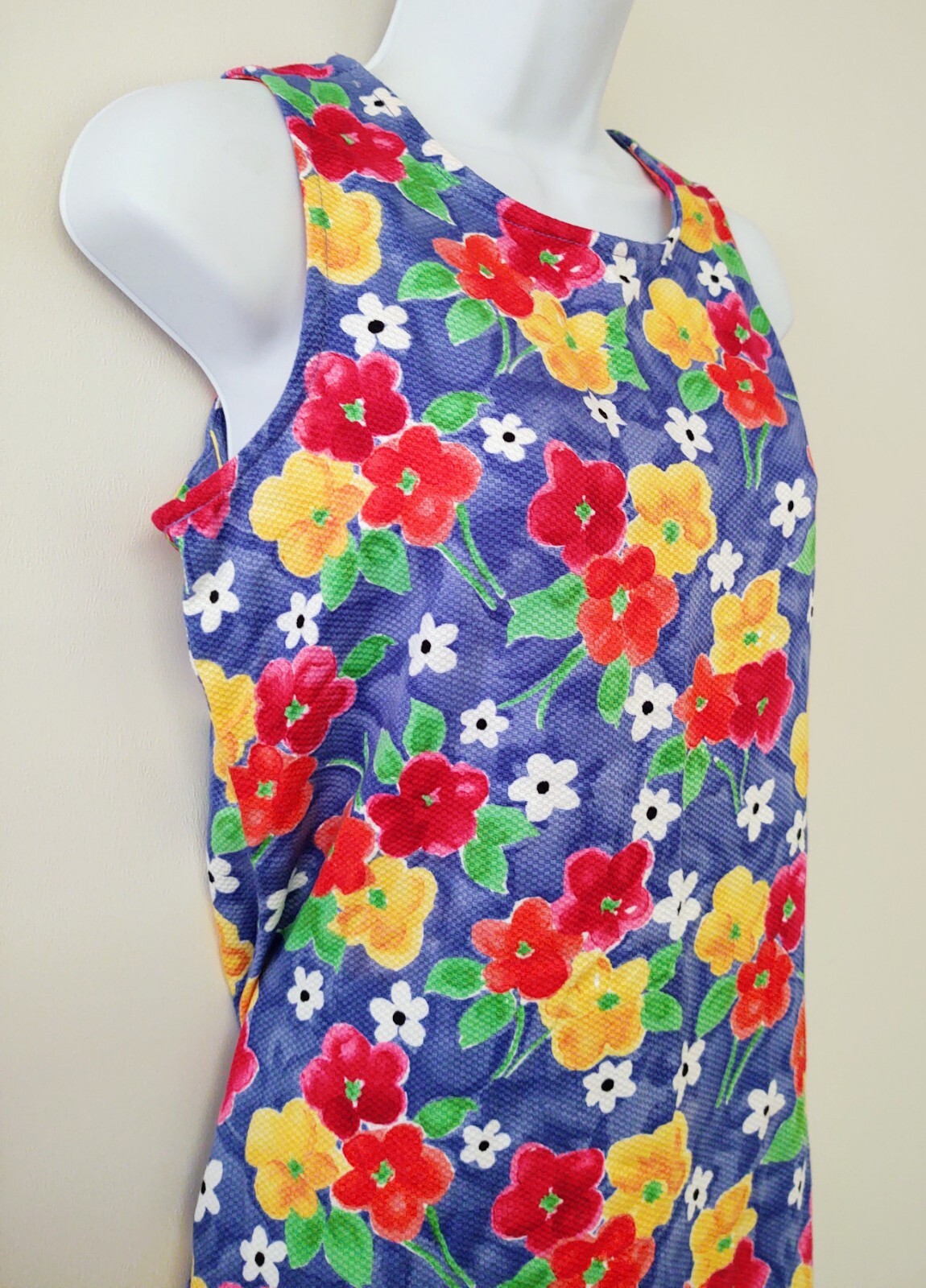 California Concepts Vintage 1990s Technicolor Flower Sleeveless Mini Dress Sz 11