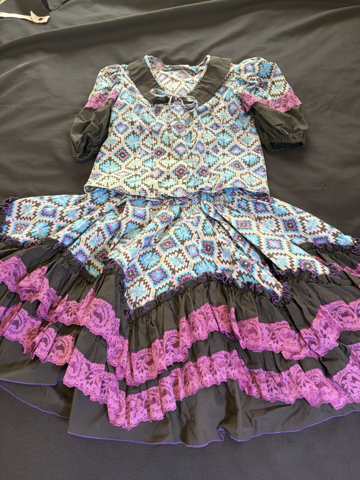 VTG 60s Handmade Square Dancing Dress ~2 Pc Set~S~Peasant Cowgirl Rockabilly