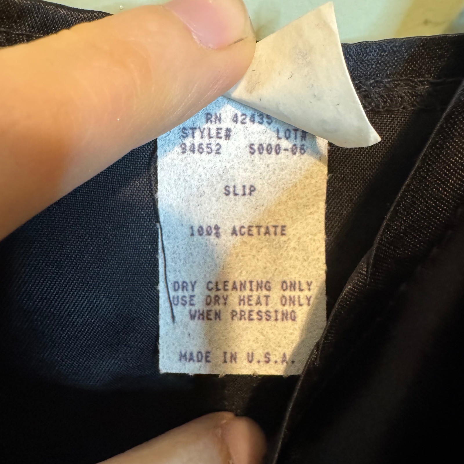 Vintage Black Satin Slip Dress Spaghetti Strap 100% Acetate Made in USA Size 9