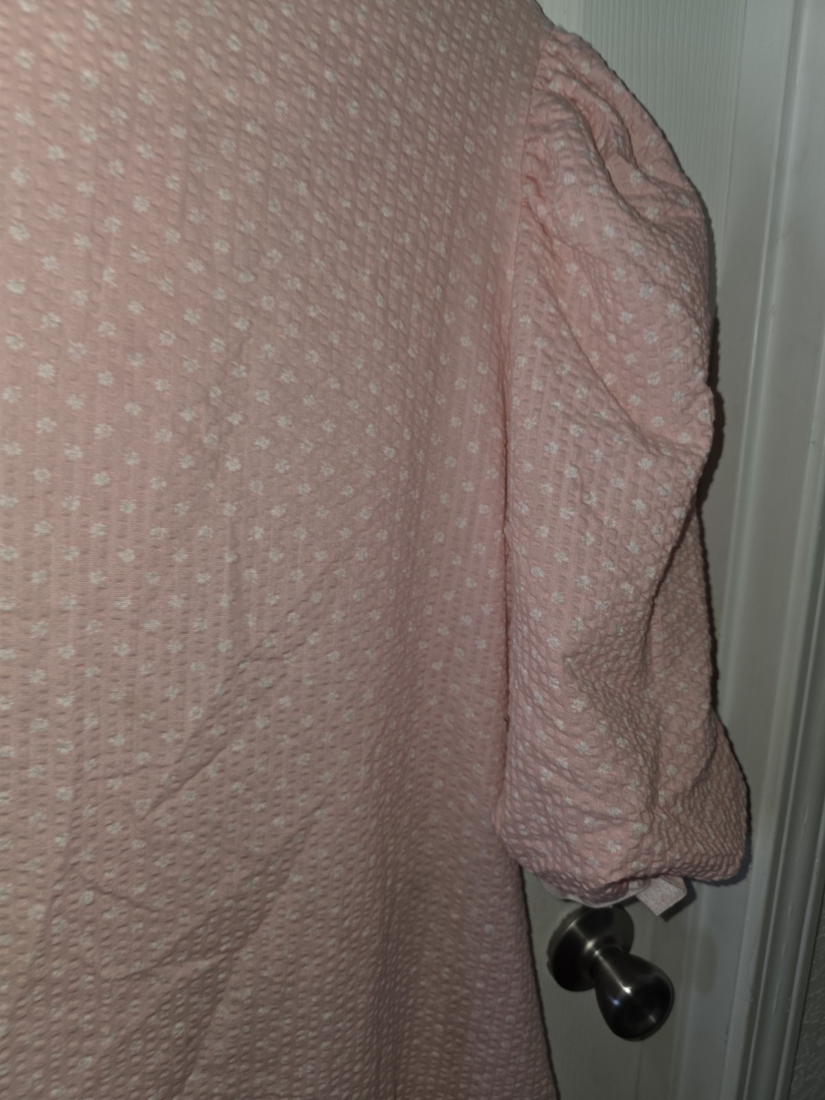 Vintage Miss Elaine Ruffle Pink Floral Nightgown (Medium)