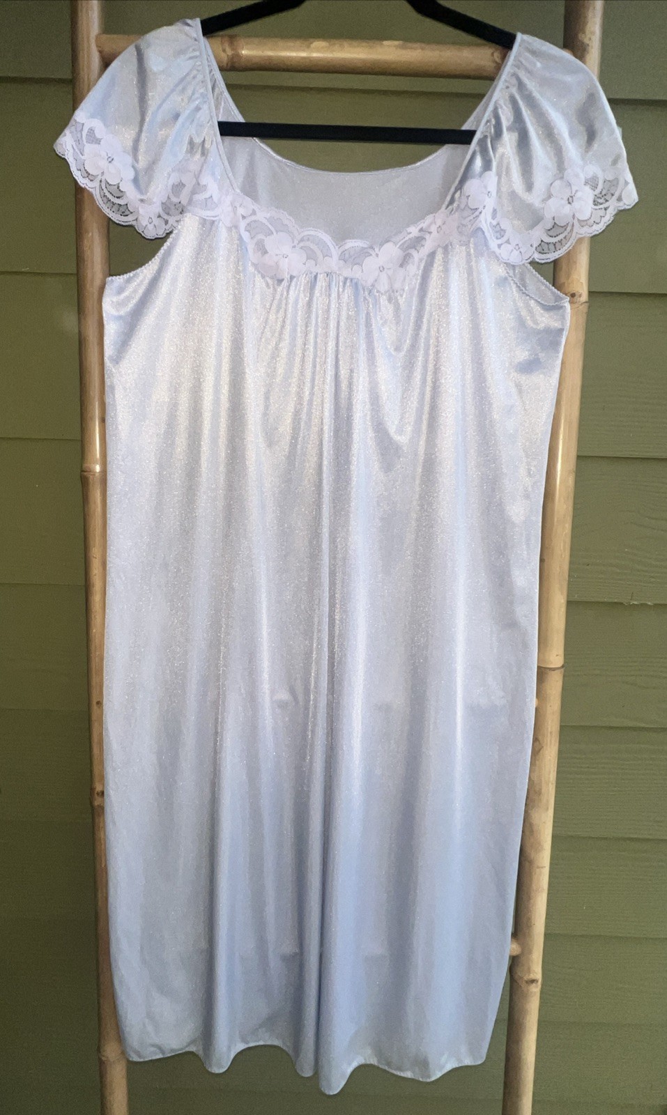 Vintage Gossard Artemis Lavender Nylon Nightgown Lace Trim M ILGWU USA 60-70’s
