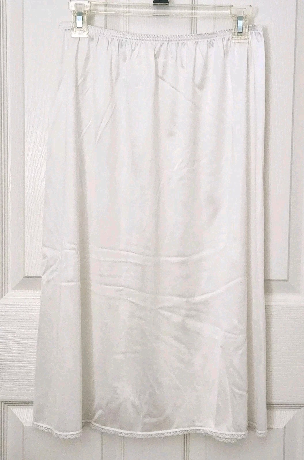 Vassarette Womans Halfslip, Large, White, 28 Inches, Slit, Lace edge