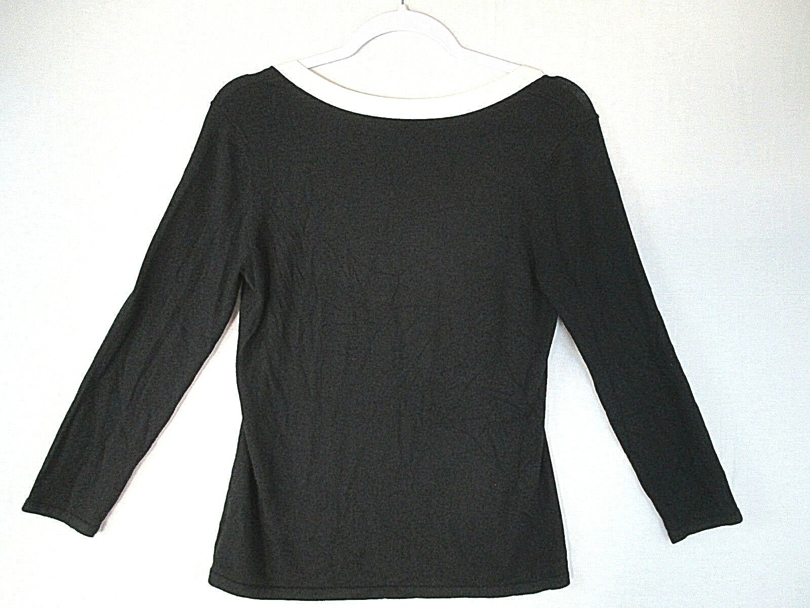 NWT OLO Black/Ivory Square Neck Lightweight Career Sweater $105 Women&rsquo;s Size M