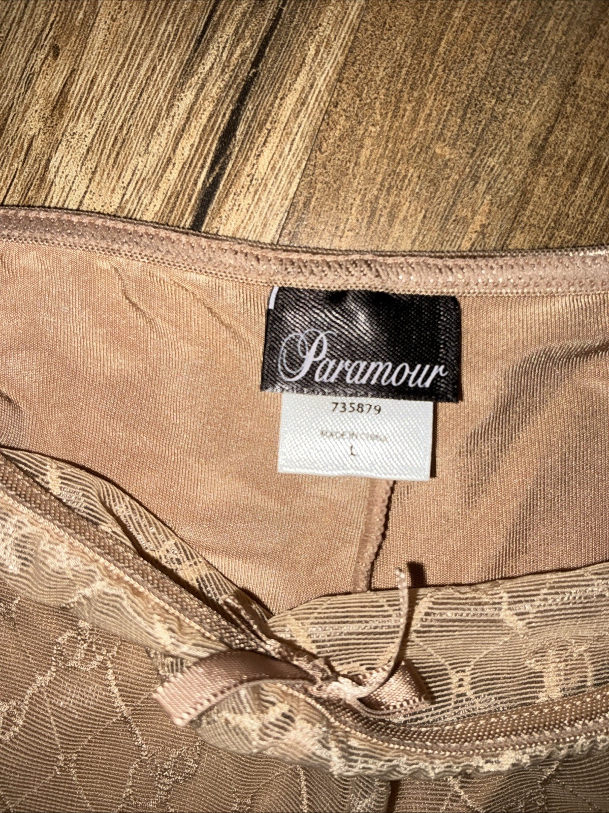 Vtg PARAMOUR Nylon/Spandex/ Cotton Gusset FAWN LaceFront SatinBack PANTY NWT LGE