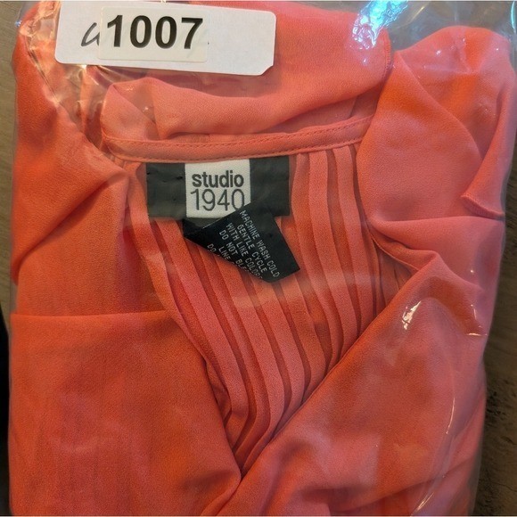 Studio 1940 Coral Pleated Ruffle Front V-Neck Sleeveless Blouse 18/20