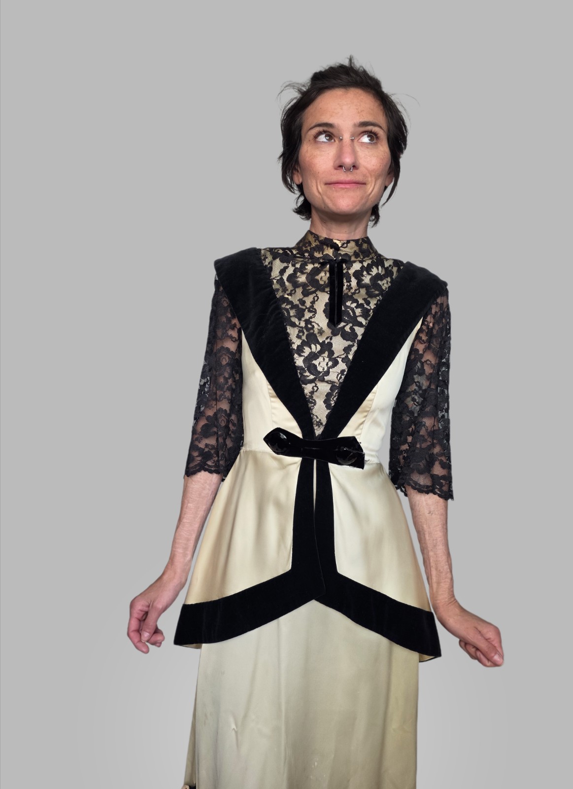 Authentic Edwardian Silk & Velvet Evening Gown | Titanic Era Dress c.1910 |…
