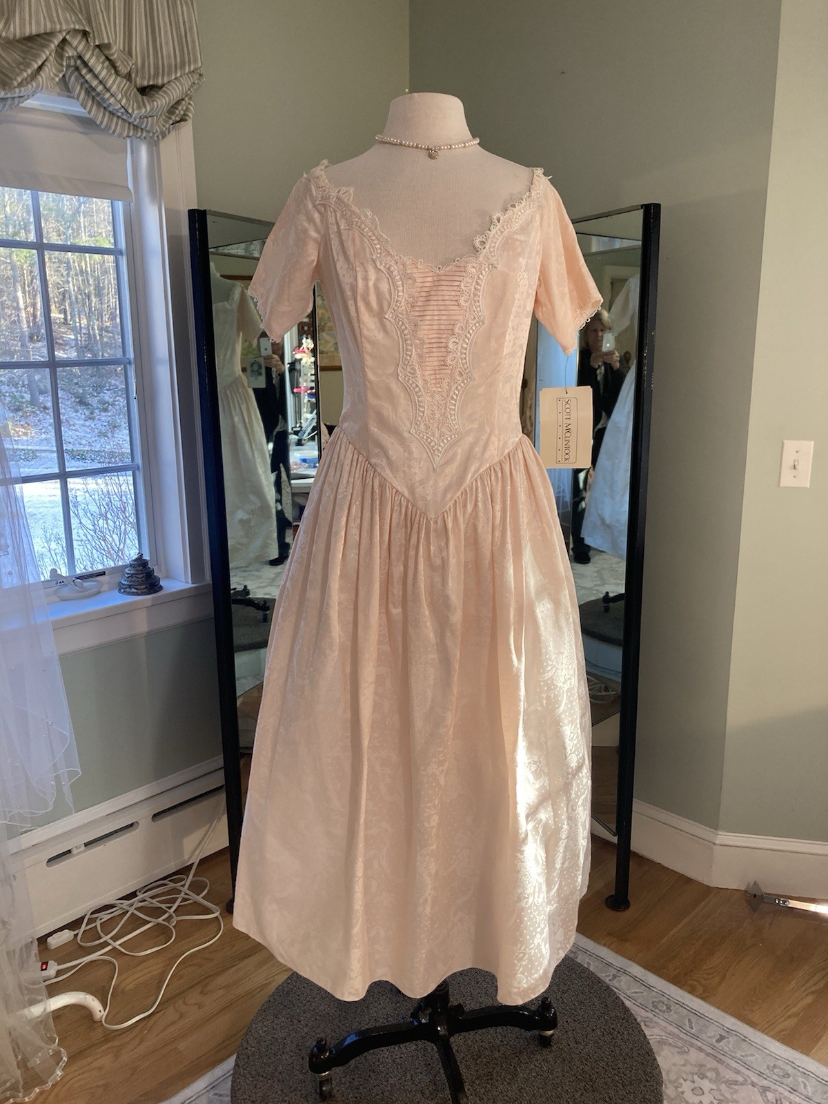 Vintage 1980S Scott Mcclintock Light Peach Size 14 Dress