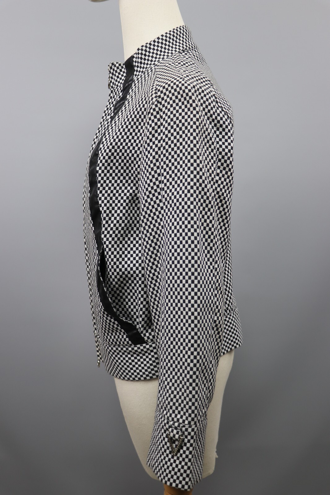 VERSACE JEANS COUTURE White/Black Checkerboard Cotton Zip Jacket Womens Sz S