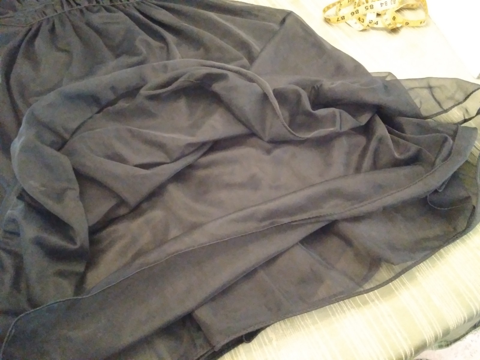 Vintage Elegant Black Kayser Chiffon Nylon Dress Slip Pleated Lingerie Size 32