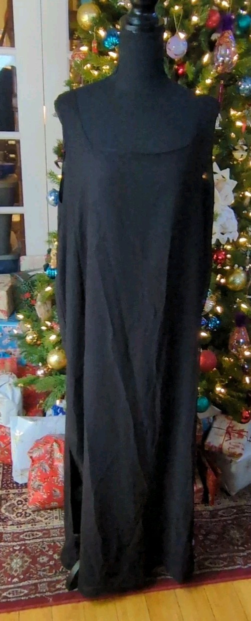 Vintage 80s Tan Chho Black Beaded Sequin Duster Dress 4 Piece Set, Women&rsquo;s 2X