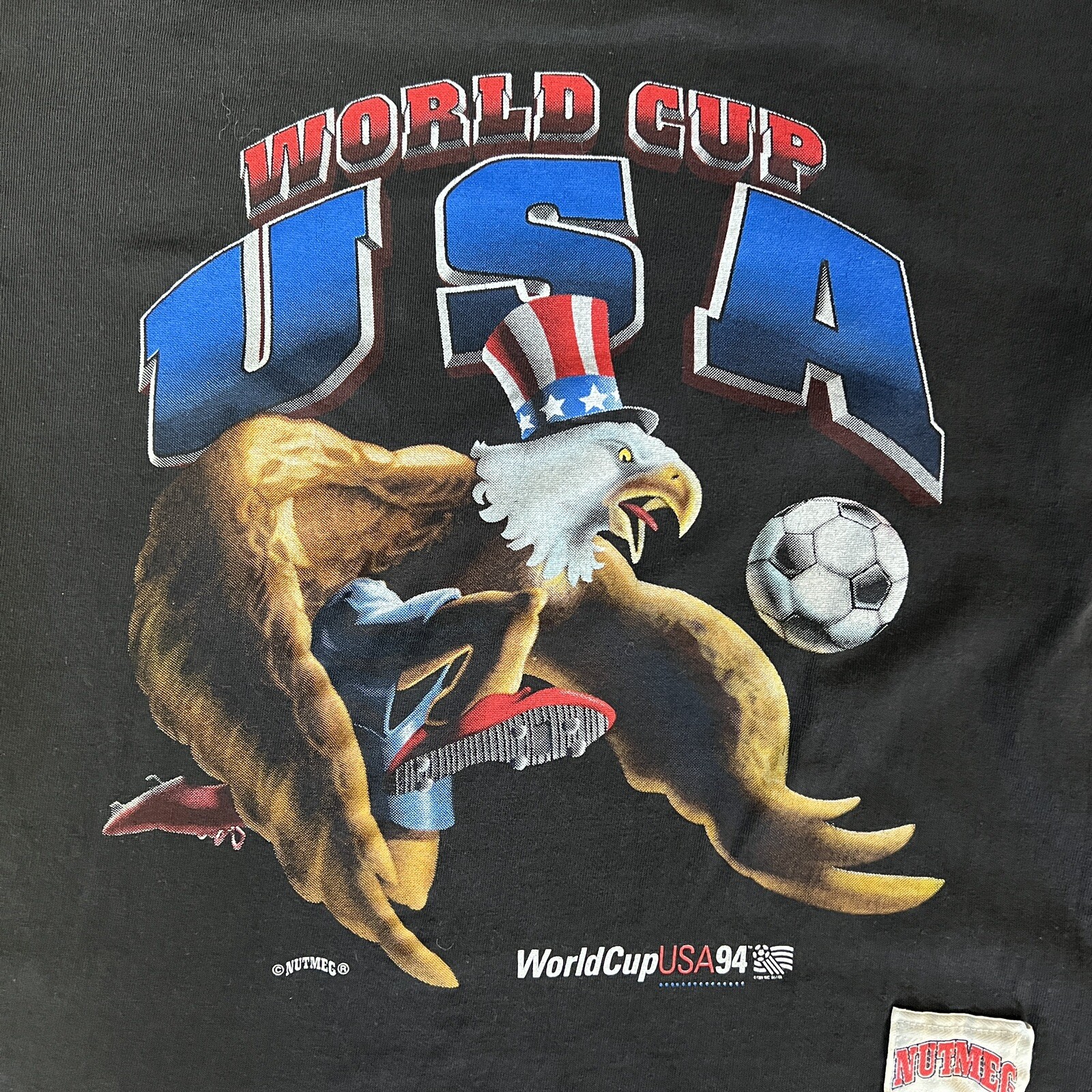 Vintage World Cup USA Eagle Nutmeg T-Shirt United States FIFA 1994 90s Sz Small