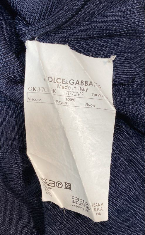 Vintage Y2K Dolce & Gabbana Women&rsquo;s Navy Blue Ribbed Rayon Cardigan IT 40 Small