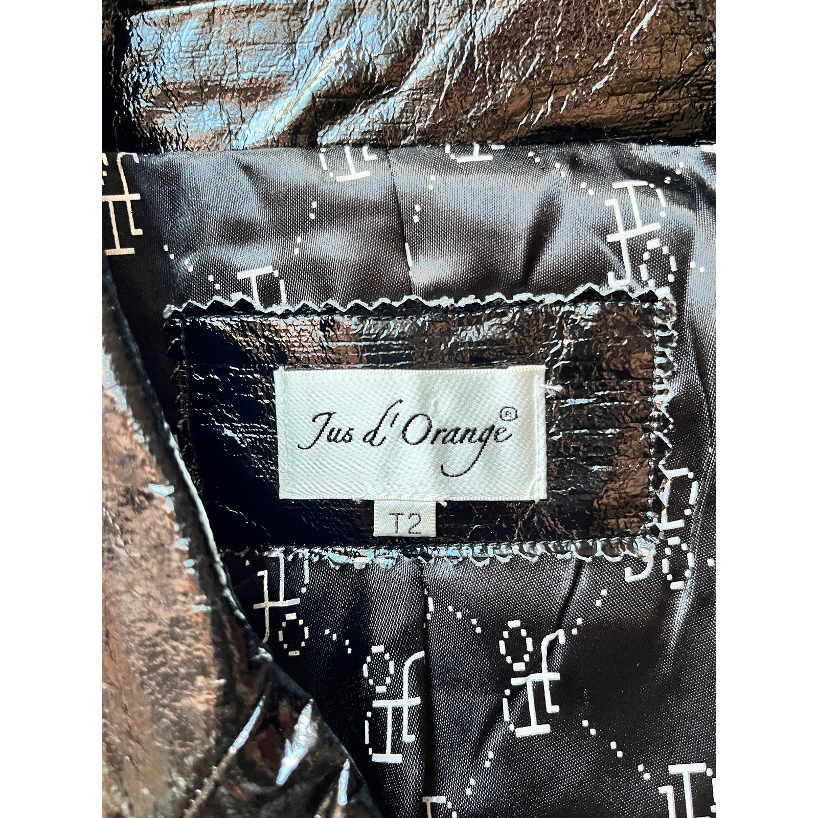 Vintage Y2K Black Vinyl Jacket | Double Breasted Moto | Cropped Tailored Fit | S