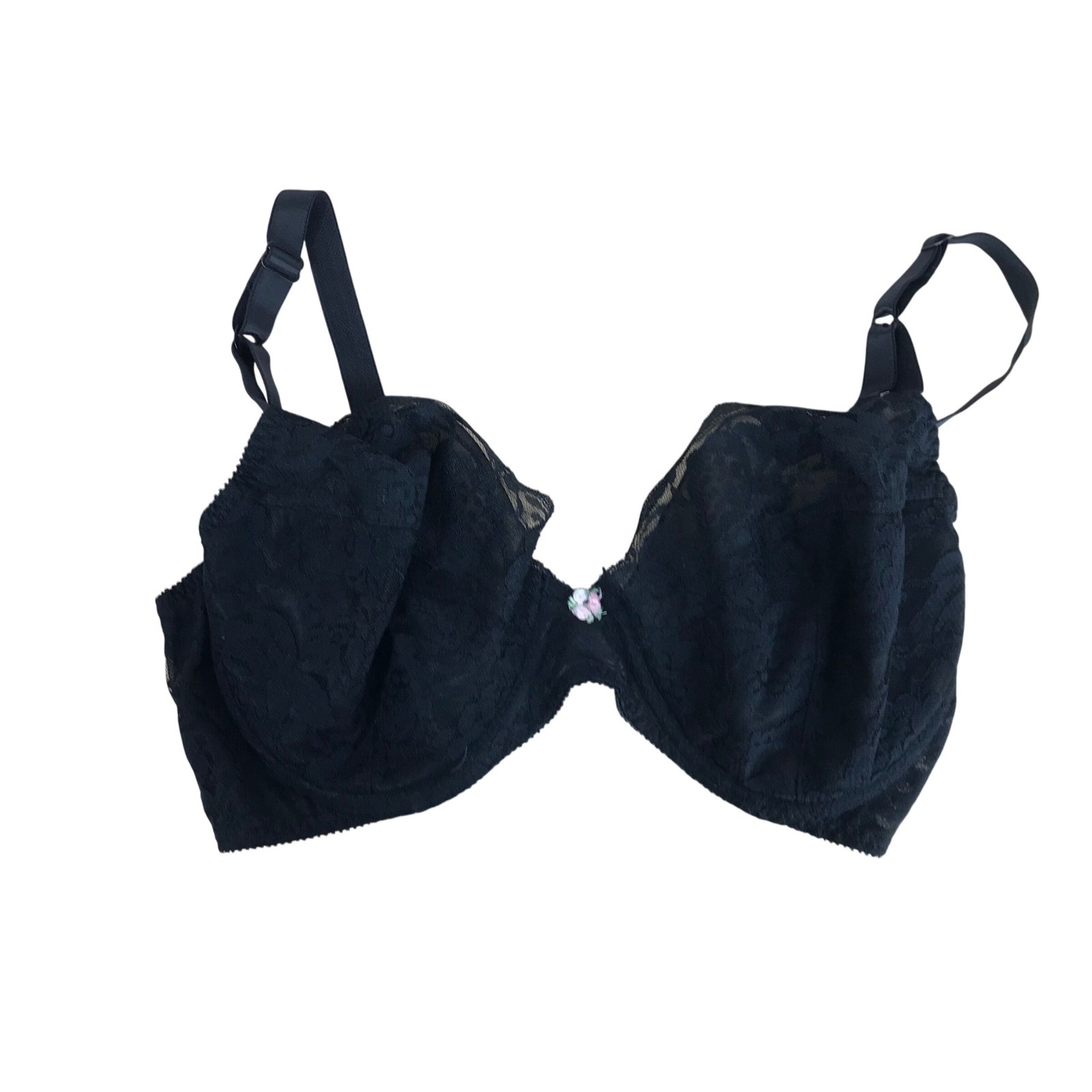 Fredericks of Hollywood Vintage 90s Black Floral Lace Rosebud Underwire Bra H361
