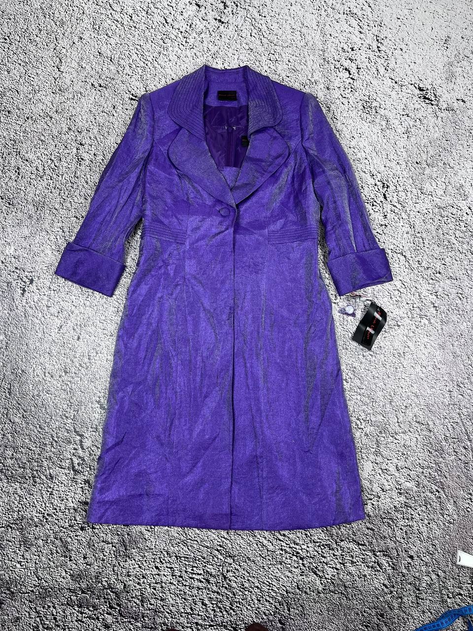 Vintage NWT Frank Usher Purple Metallic Coat And Dress Set Luxury