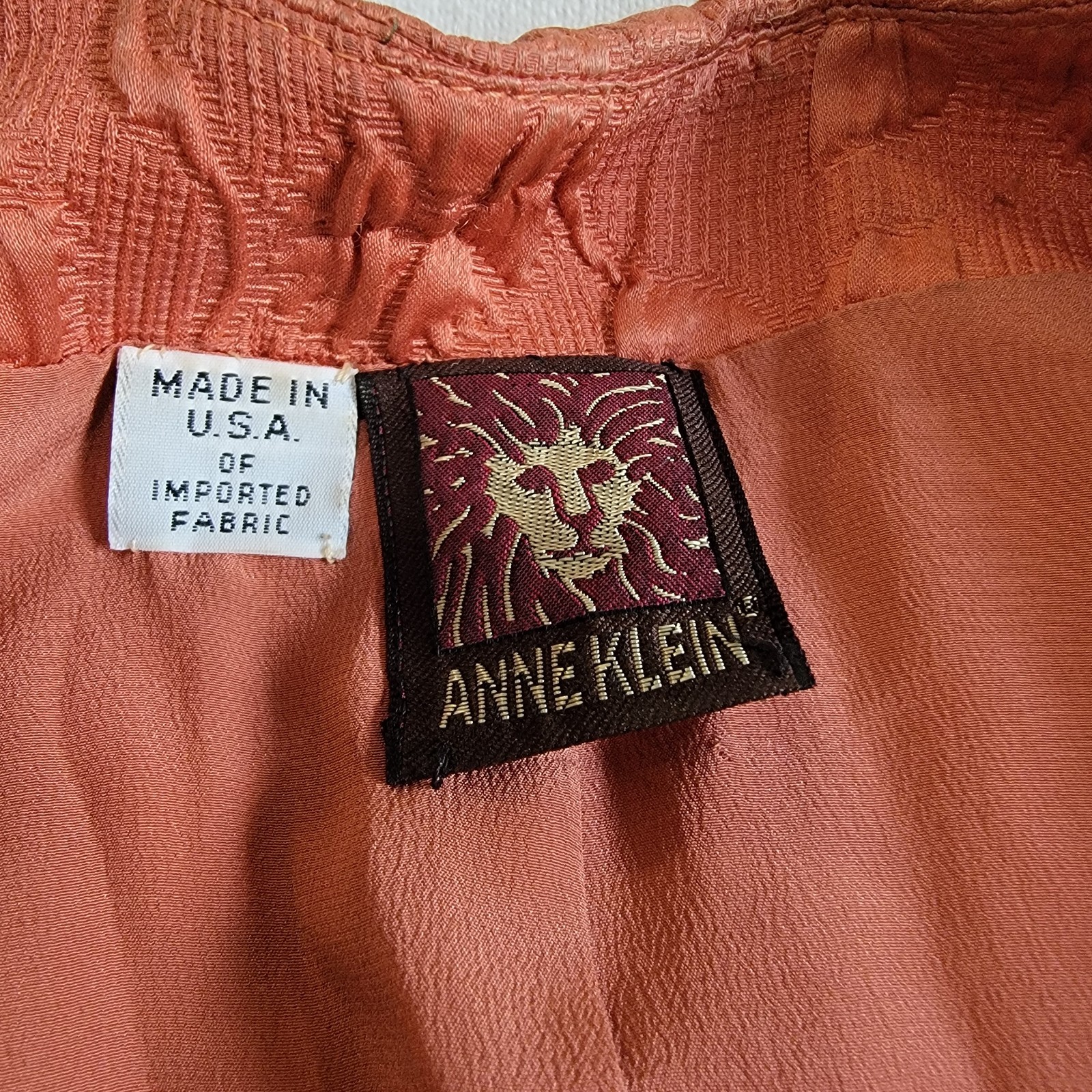 Vintage 1970s Anne Klein Blazer Jacket Union Made Orange Salmon Women Size 6