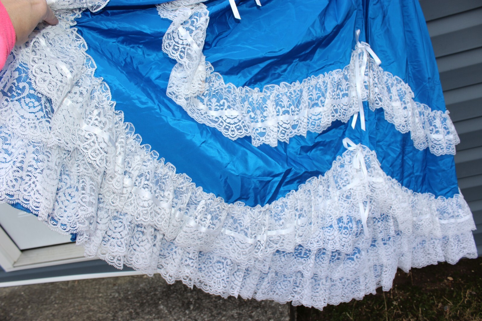 FLIRTATIONS Blue Colonial Victorian Gown Size 5/6 VTG Alfred Angelo Dress Prom