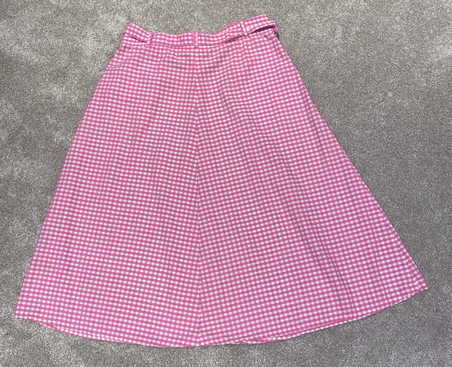 Vintage Jantzen Pink White Gingham Maxi Skirt Size 8 Made In USA