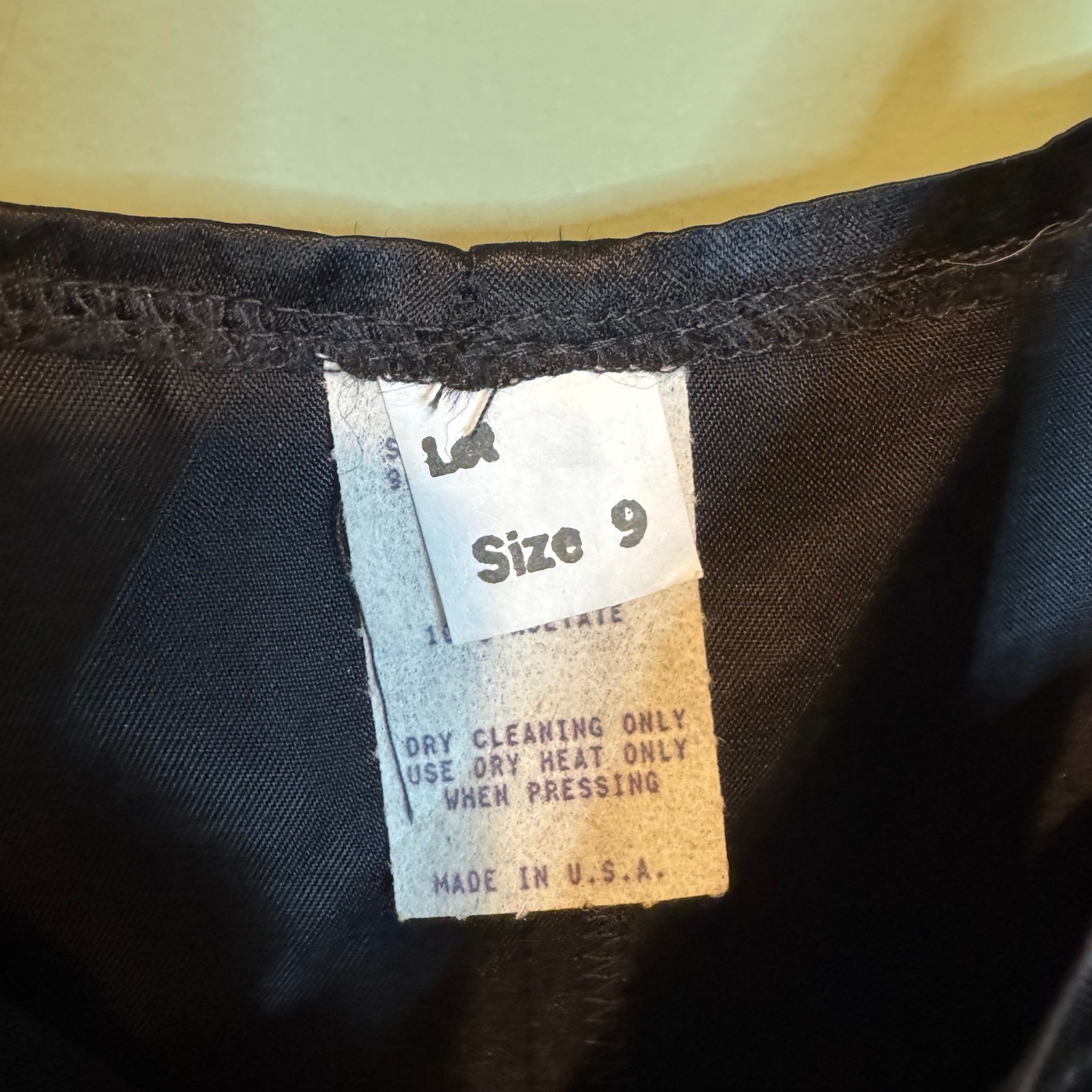 Vintage Black Satin Slip Dress Spaghetti Strap 100% Acetate Made in USA Size 9