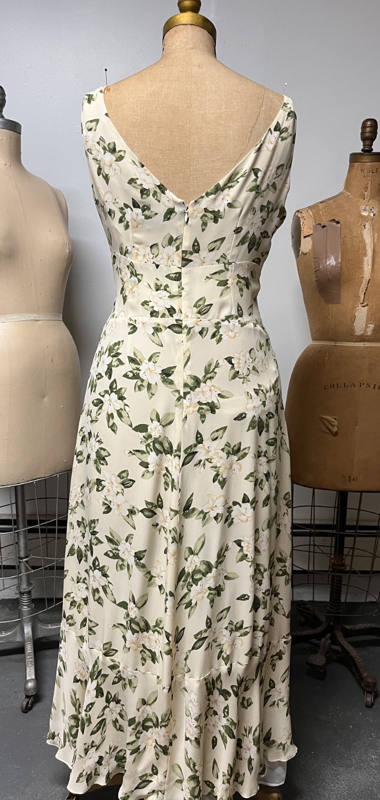 Vintage J Peterman 1930s Style Lady Day Silk Georgette Dress Size 10 Bust 38