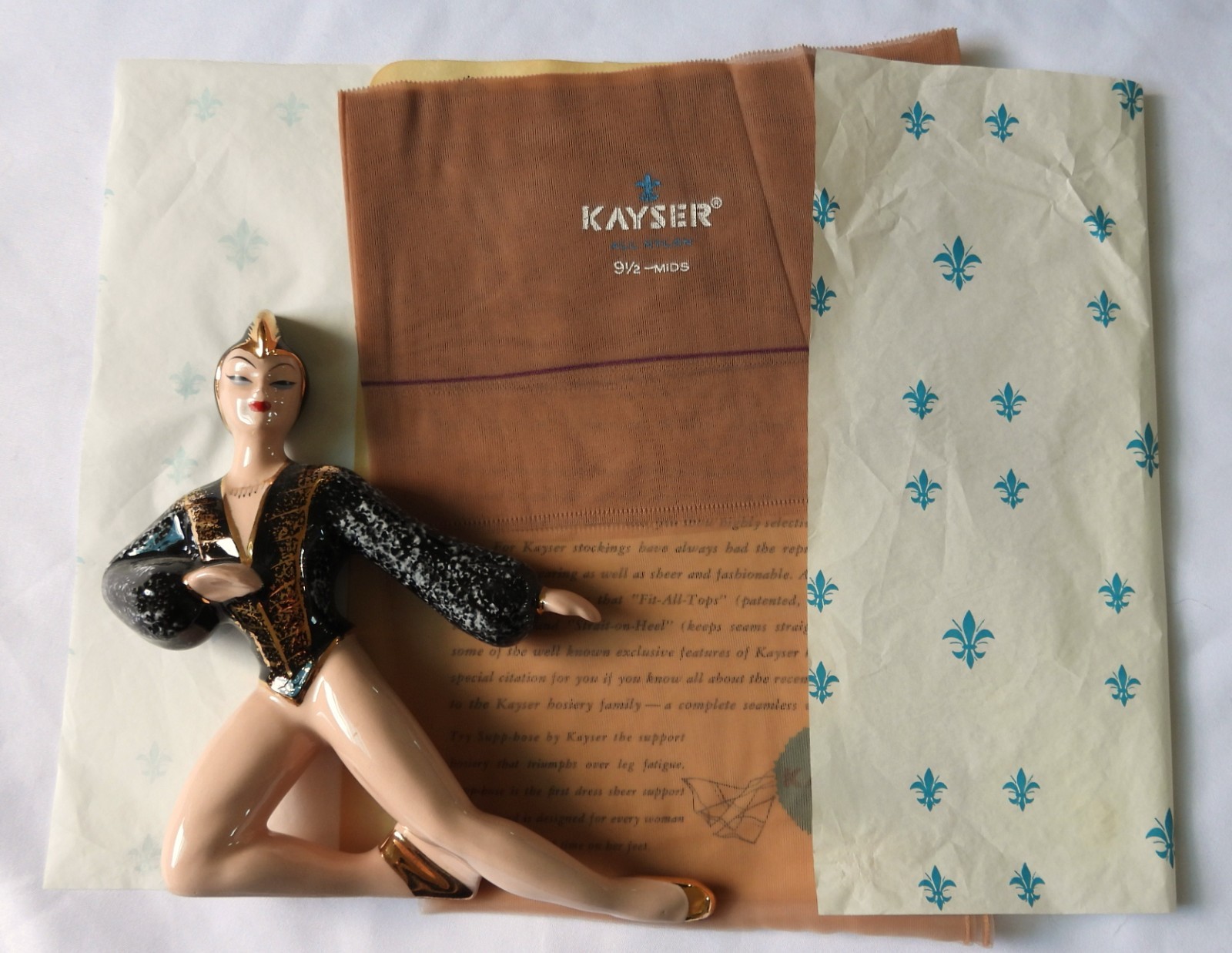 NOS Vtg Kayser Purple Top FF Cuban Plain SEAMED Silky Nylon STOCKINGS 9.5 30.5&Prime;